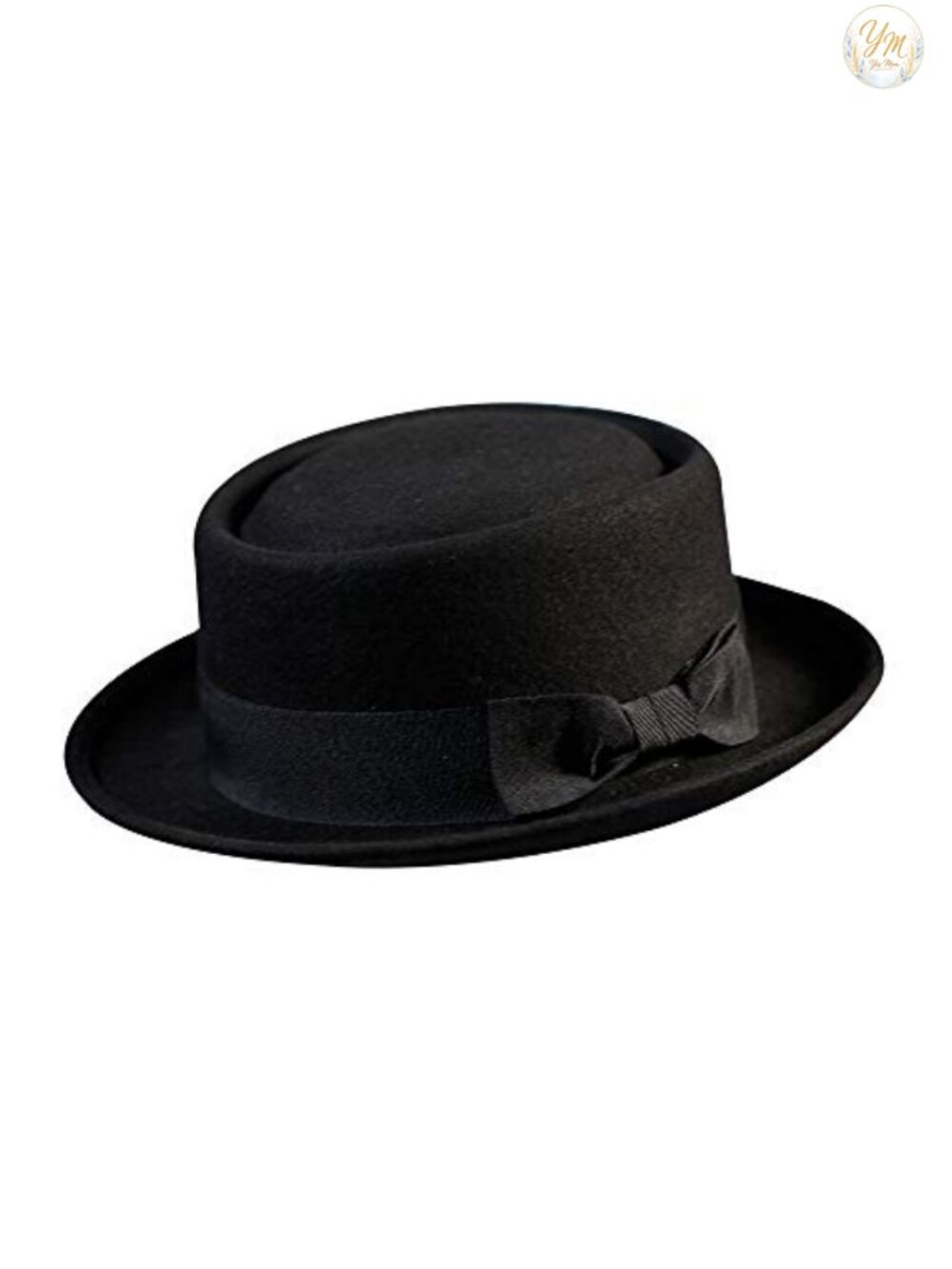 Wool Felt Fedora Porkpie Hat Flat Top Derby Black